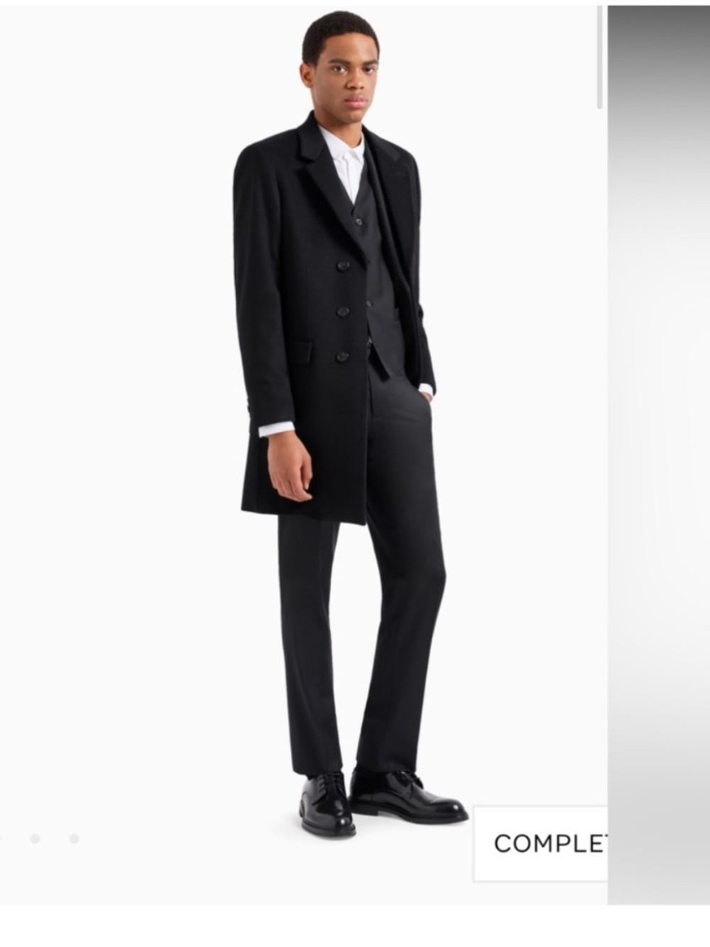 ARMANI COLLEZIONI  MEN'S BLACK CASHMERE OVERCOAT SIZE 42